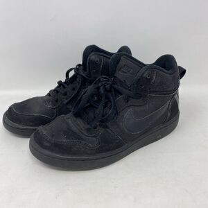 Nike Court Borough Mid Big Kids Shoes in Black size 5.5Y Sneaker Suede Leather